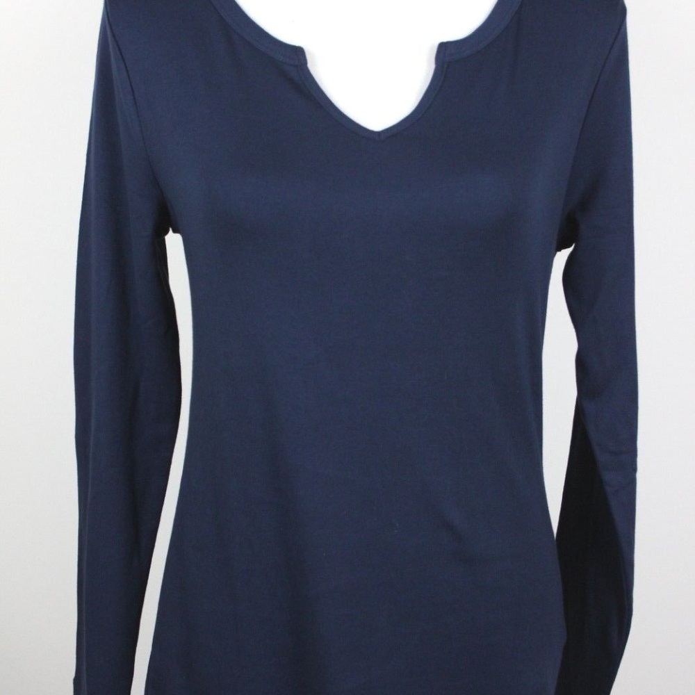 Time and Tru Blue  V-Neck Tee Long Sleeve medium